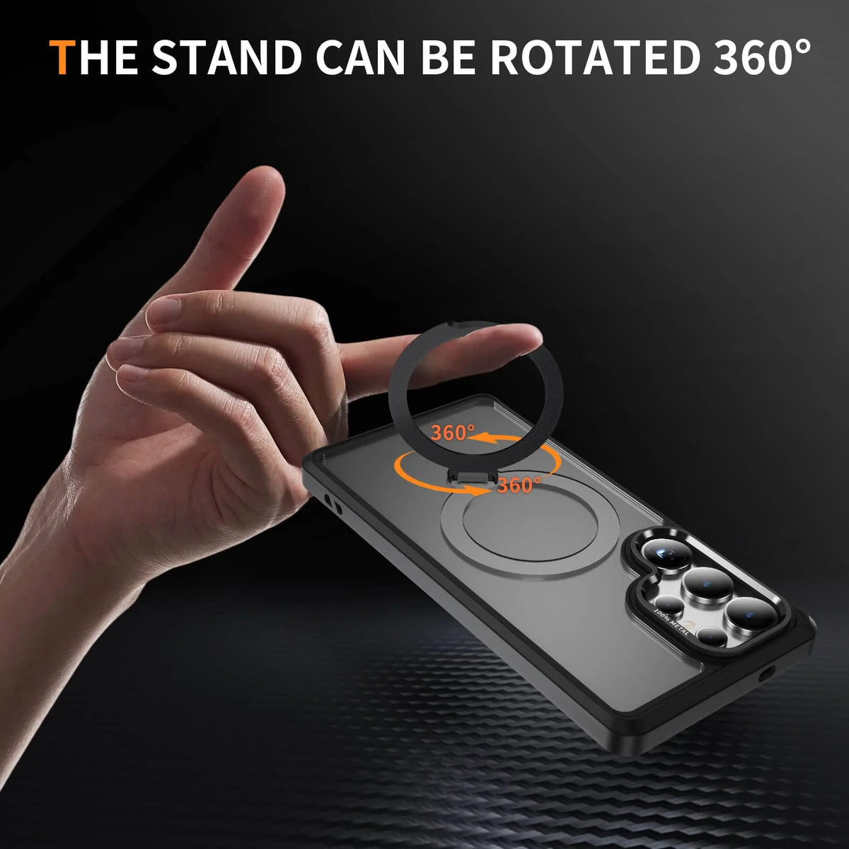 360° Magnetic Samsung Galaxy S23–S25 Ultra Case with Rotatable Ring