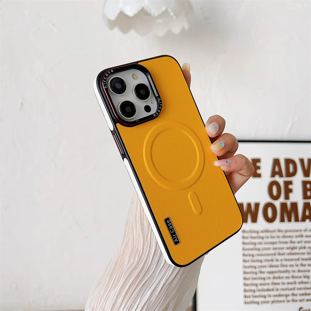 Axora Leather Magnetic Protective Phone Case With Lens Guard Structure Design