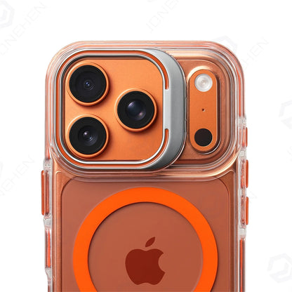 Clear Magnetic iPhone Case with Alloy Stand & Anti‑Drop Bumper