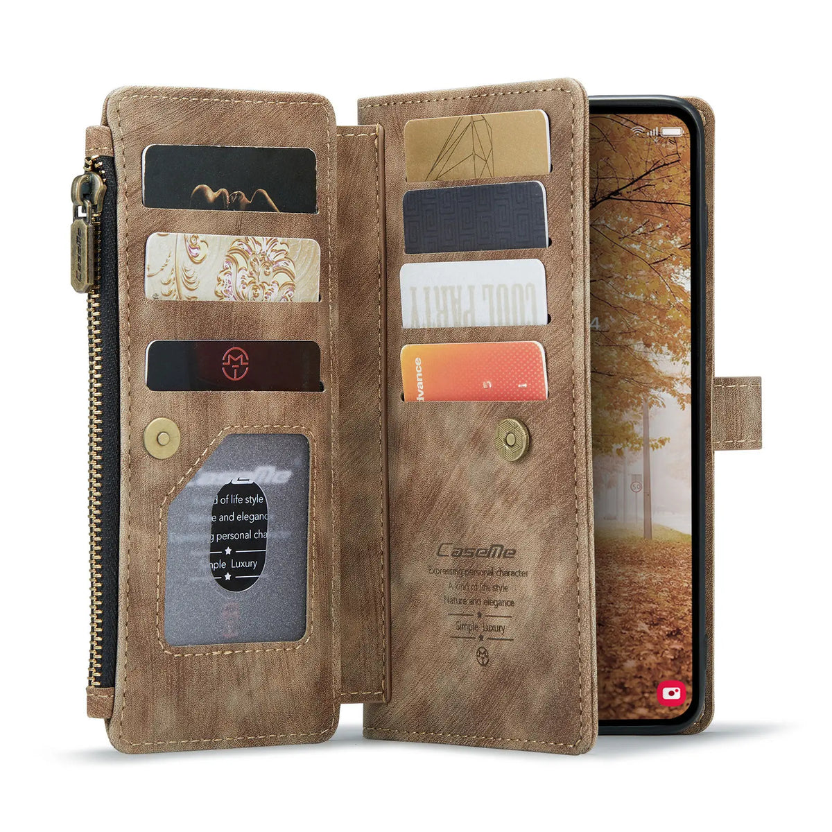 Magnetic Wallet Case with Zipper Card Holder for Galaxy A-Series
