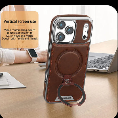 Premium Leather Rotating iPhone Case with Bracket Support