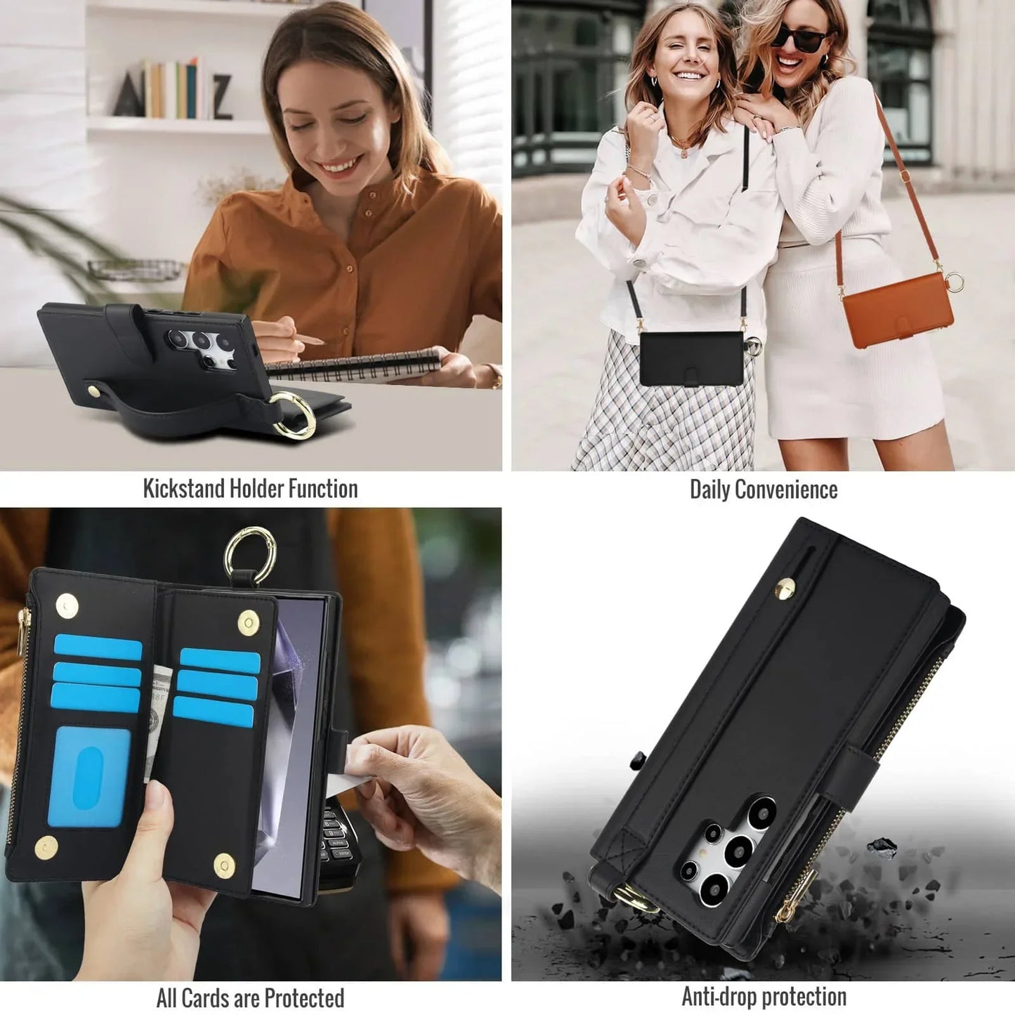 Magnetic Premium Zipper Wallet Case for Samsung Galaxy Ultra with RFID Protection
