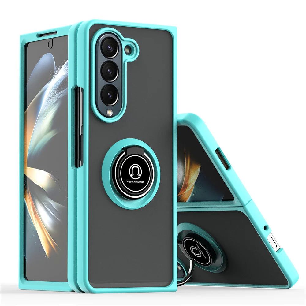 Matte Magnetic Rotating Ring Armor Case Built For Samsung Galaxy Z Fold