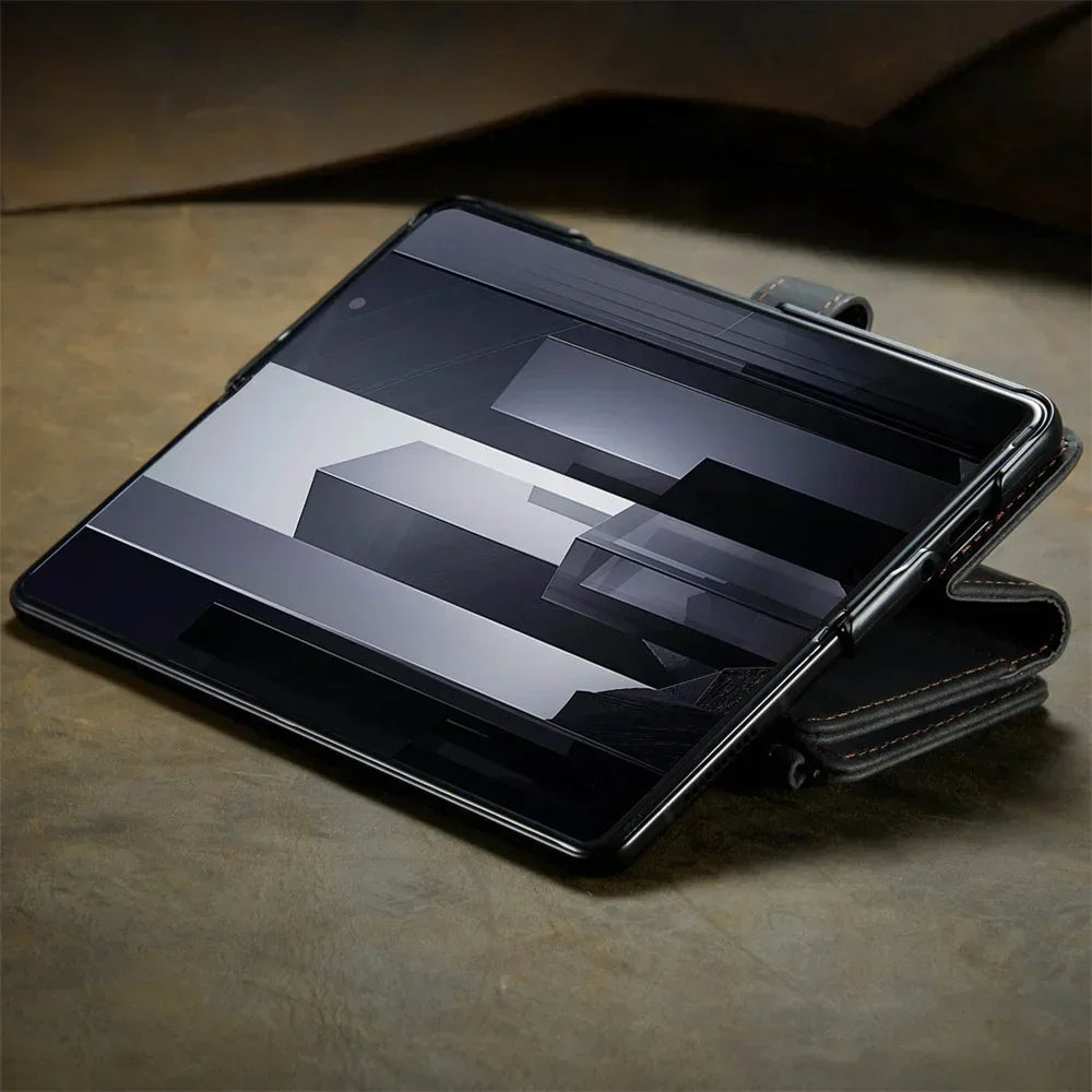 Vintage Leather Wallet Case with S Pen Holder for Samsung Galaxy Z Fold