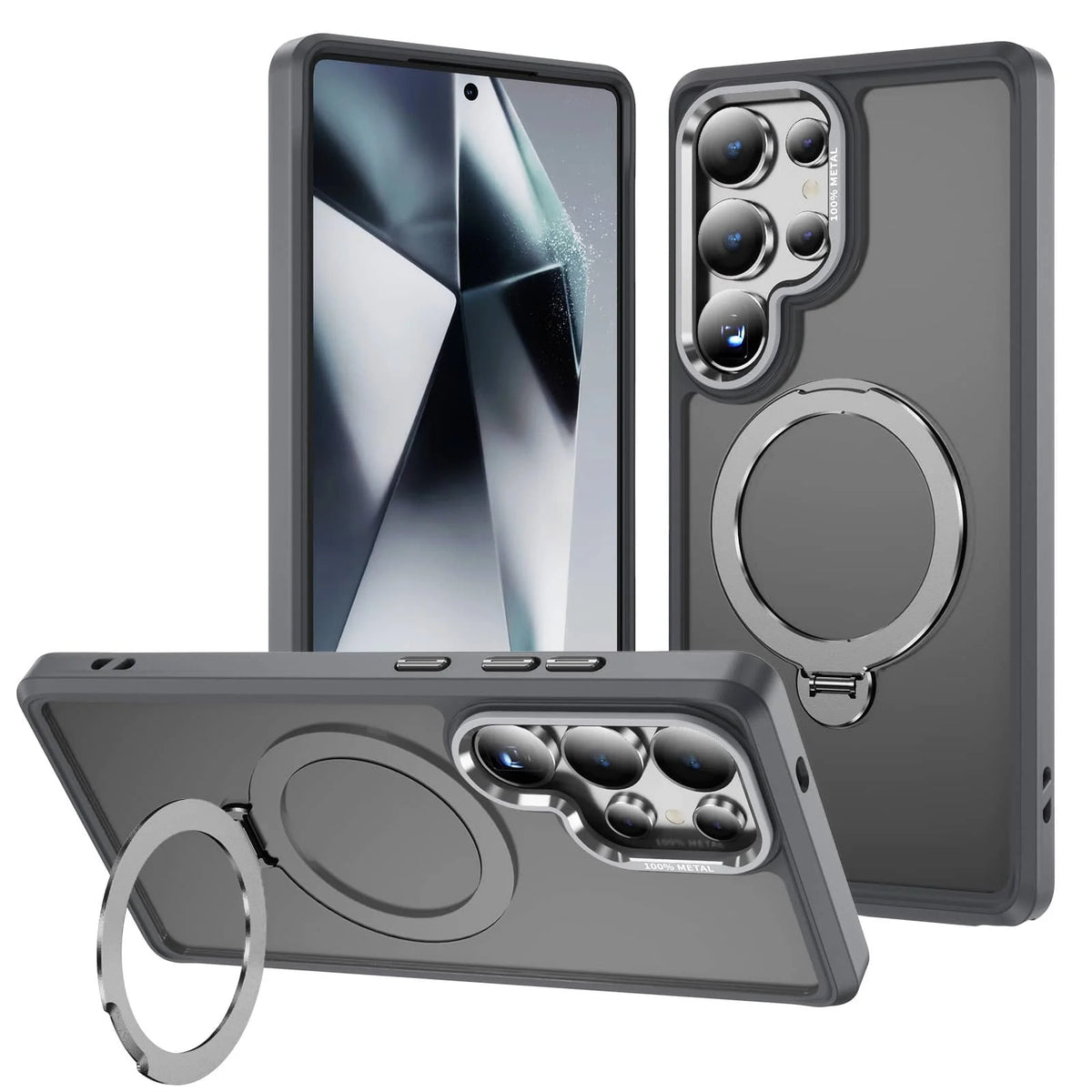 360° Magnetic Samsung Galaxy S23–S25 Ultra Case with Rotatable Ring