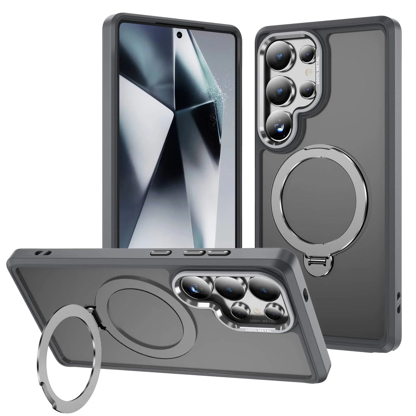 360° Magnetic Samsung Galaxy S23–S25 Ultra Case with Rotatable Ring