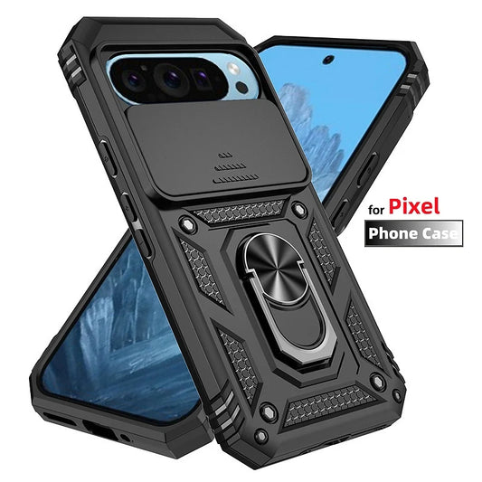 Armor Magnetic Ring Kickstand Google Pixel Case With Slide Lens Protection