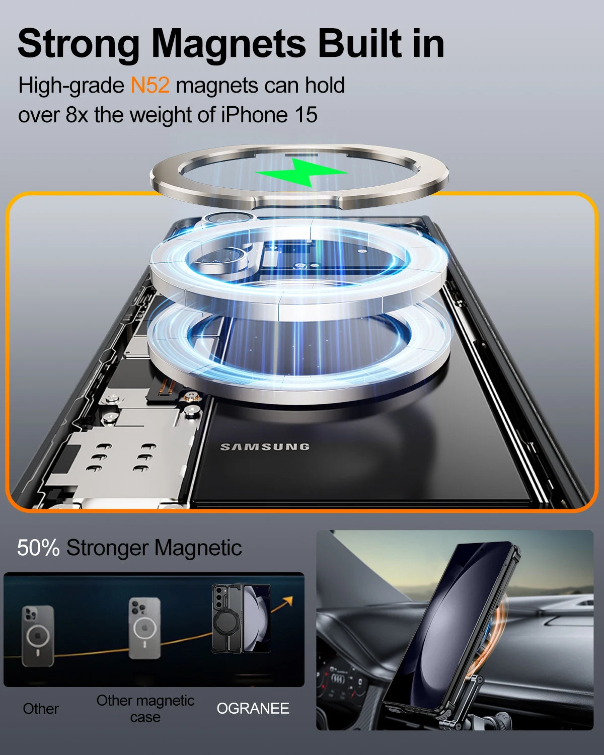 Magnetic Rotating Ring Stand Case for Samsung Galaxy Z Fold 7