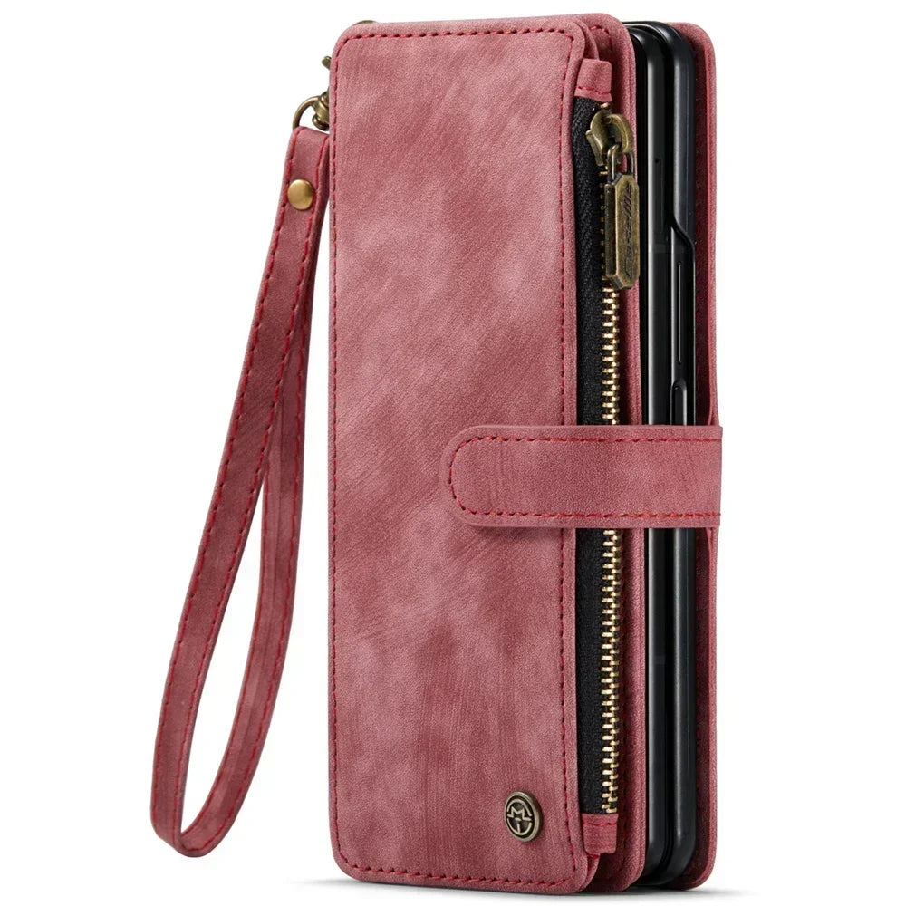 Vintage Leather Wallet Case with S Pen Holder for Samsung Galaxy Z Fold