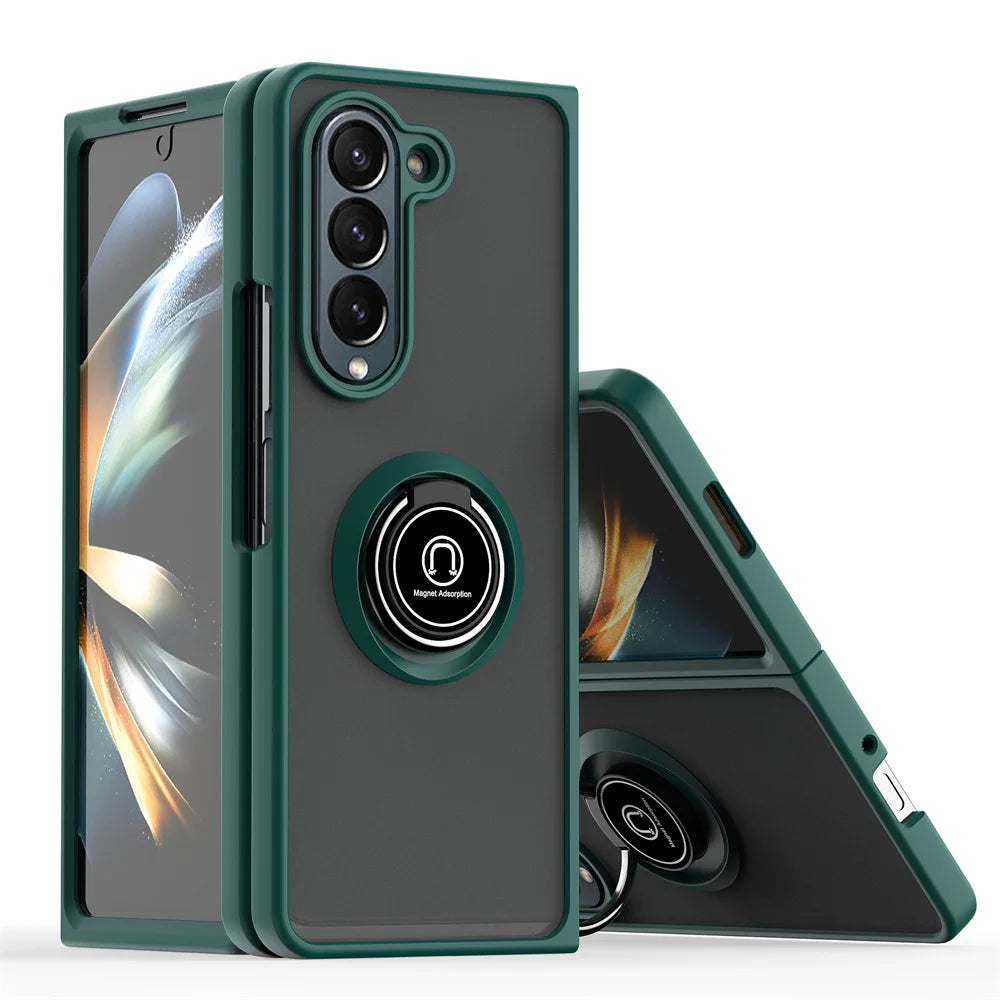 Matte Magnetic Rotating Ring Armor Case Built For Samsung Galaxy Z Fold
