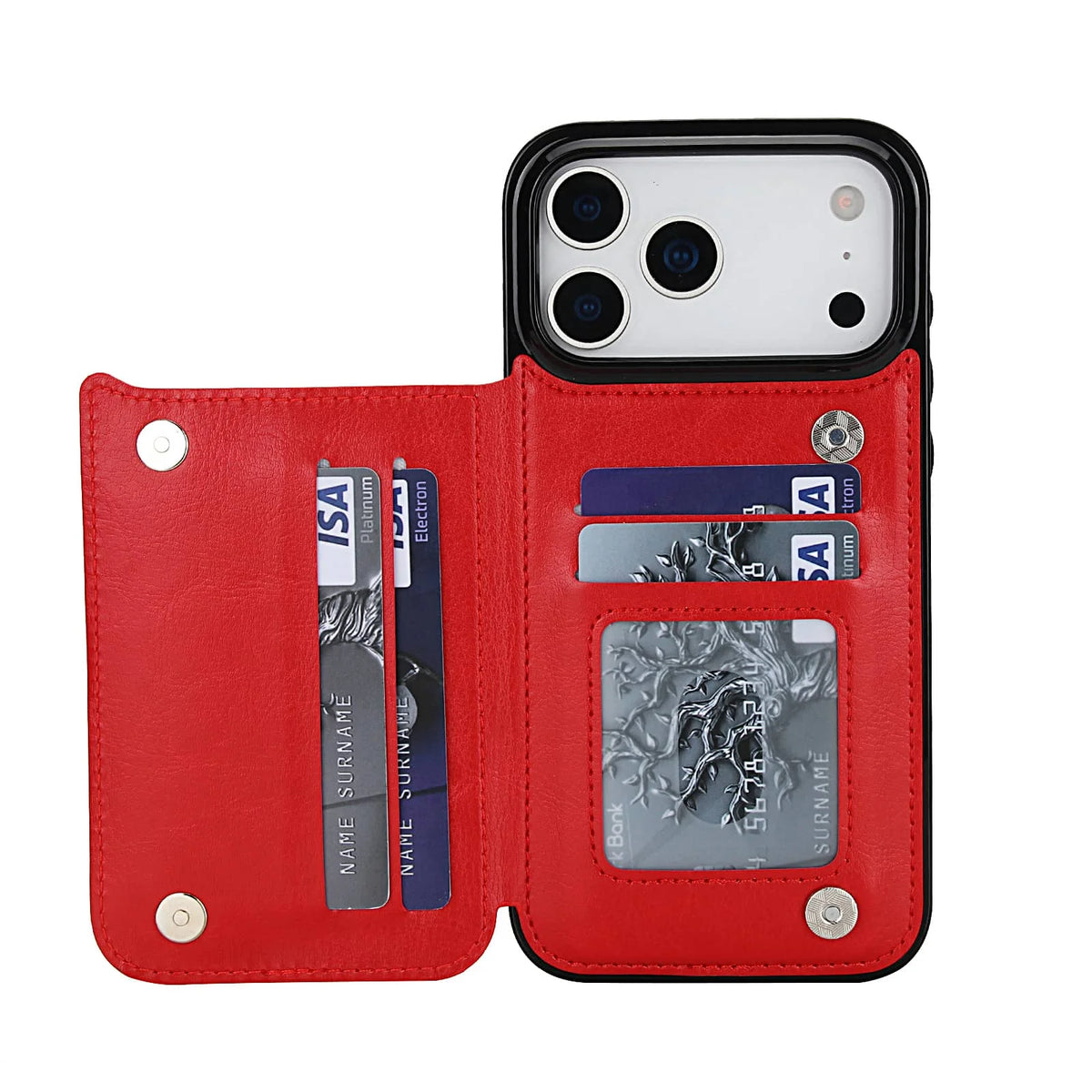 Rugged Magnetic Faux Leather Wallet Case With Secure Kickstand