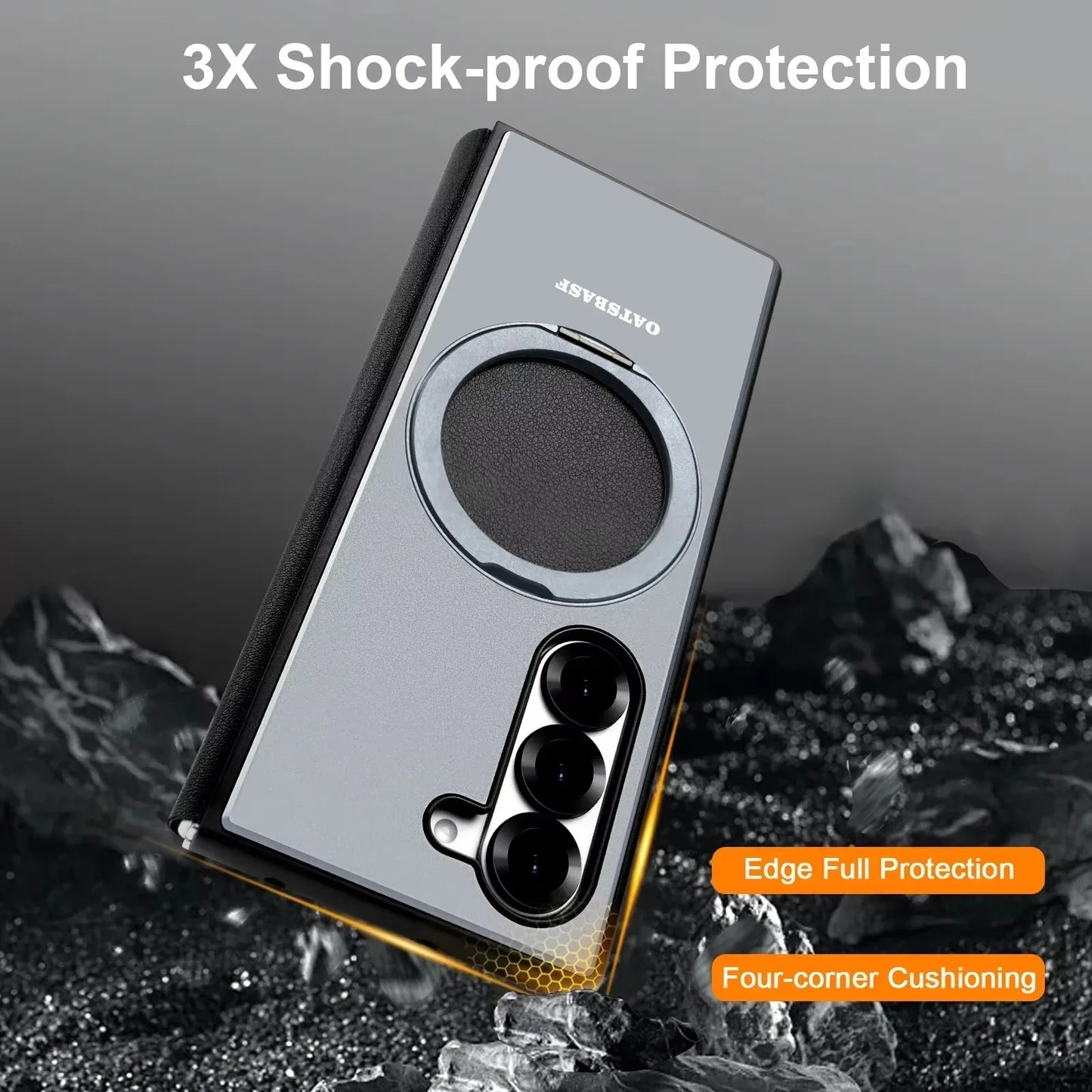 Magnetic 360° Rotating Leather Full-Body Kickstand Case for Samsung Galaxy Z Fold