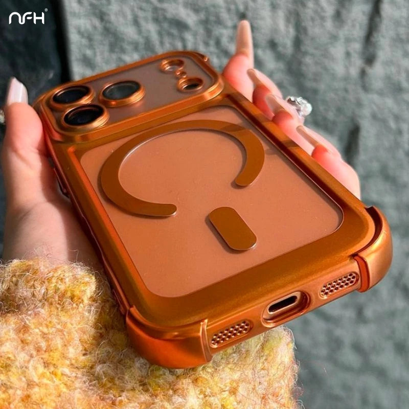 HaloRing Magnetic Matte Clear Bumper Case with Plated Frame Protection