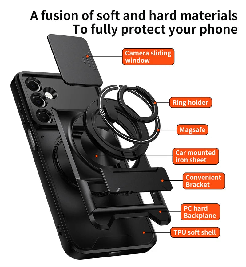 Ultimate Samsung Galaxy Armor Magnetic Stand Ring Case – Rugged Lens Protection