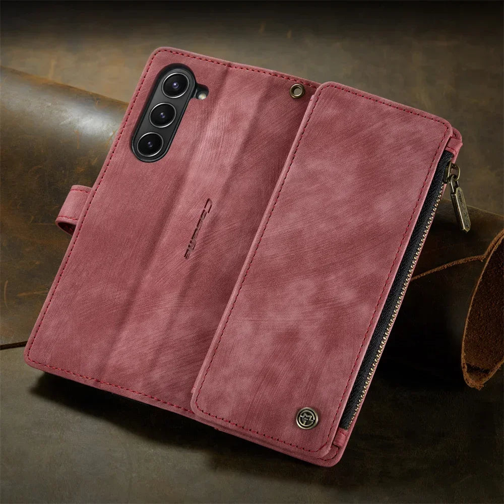 Vintage Leather Wallet Case with S Pen Holder for Samsung Galaxy Z Fold
