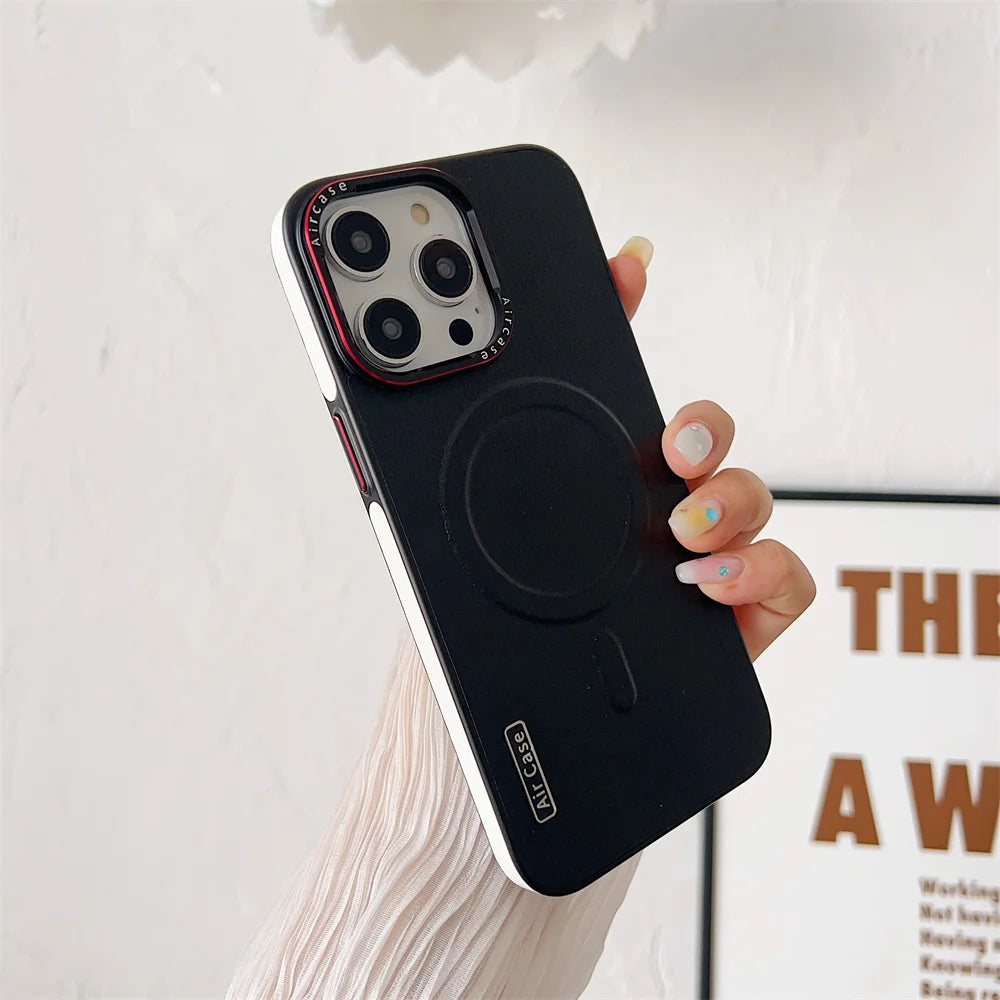 Axora Leather Magnetic Protective Phone Case With Lens Guard Structure Design