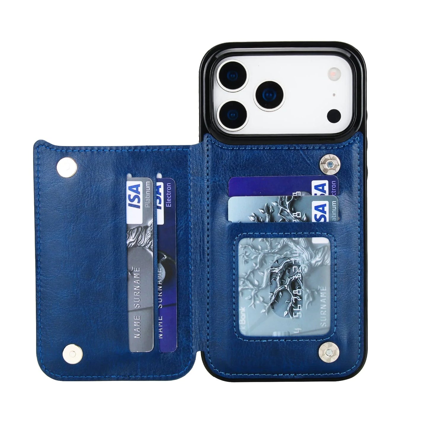Rugged Magnetic Faux Leather Wallet Case With Secure Kickstand
