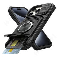 Heavy Duty iPhone Wallet Ring Kickstand Case