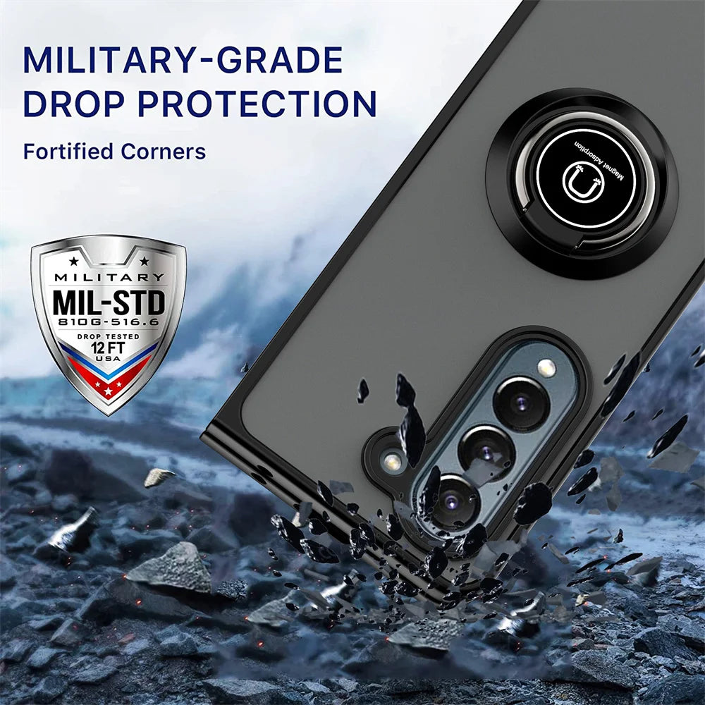Matte Magnetic Rotating Ring Armor Case Built For Samsung Galaxy Z Fold