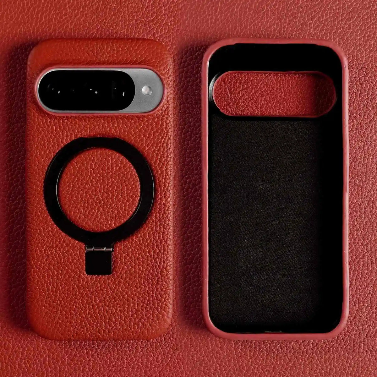 ArmourLux Magnetic Ring Stand Leather Google Pixel Case – Shockproof Grip Holder