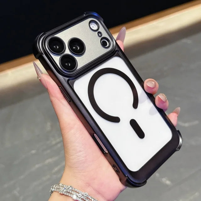 HaloRing Magnetic Matte Clear Bumper Case with Plated Frame Protection
