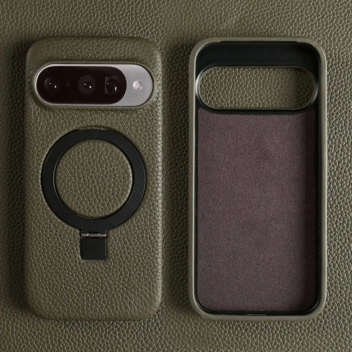 ArmourLux Magnetic Ring Stand Leather Google Pixel Case – Shockproof Grip Holder