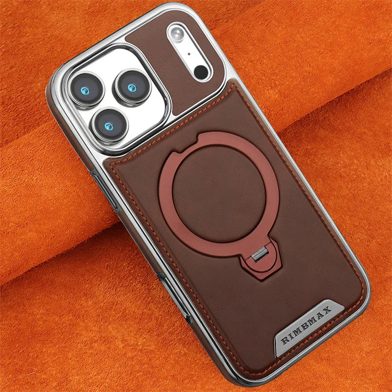 Premium Leather Rotating iPhone Case with Bracket Support