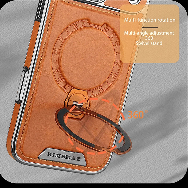 Premium Leather Rotating iPhone Case with Bracket Support
