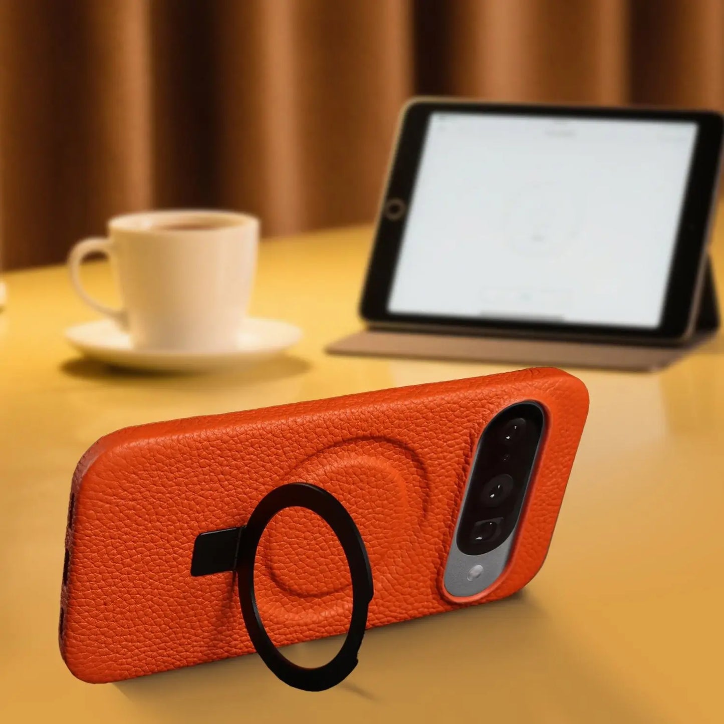 ArmourLux Magnetic Ring Stand Leather Google Pixel Case – Shockproof Grip Holder
