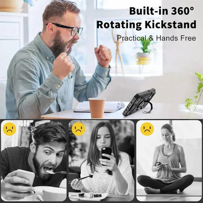 Heavy Duty iPhone Wallet Ring Kickstand Case