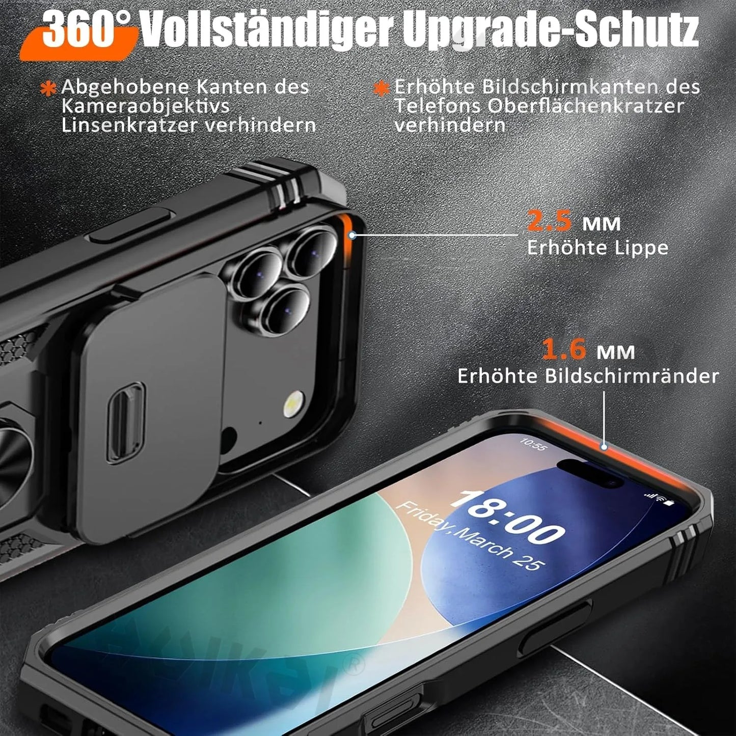 Robust Slide Camera iPhone Rugged Case with Stand