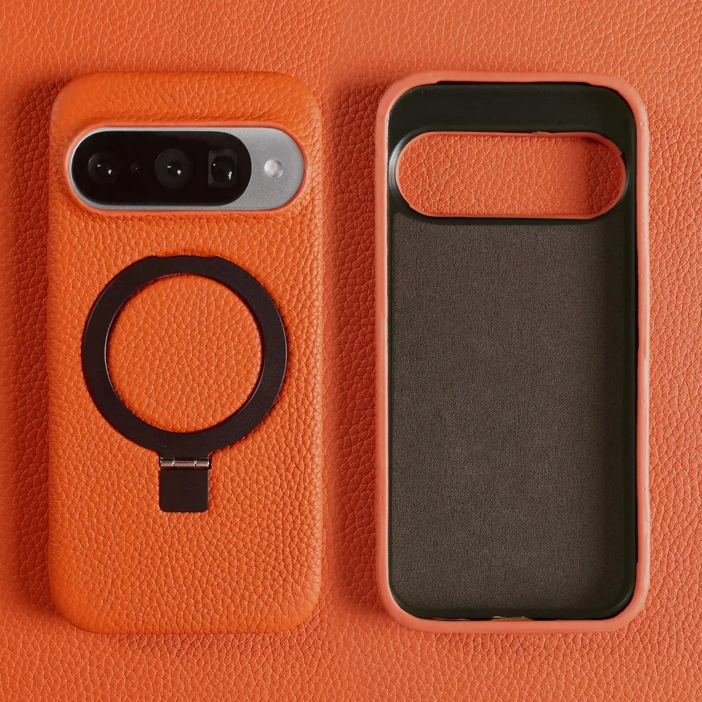 ArmourLux Magnetic Ring Stand Leather Google Pixel Case – Shockproof Grip Holder