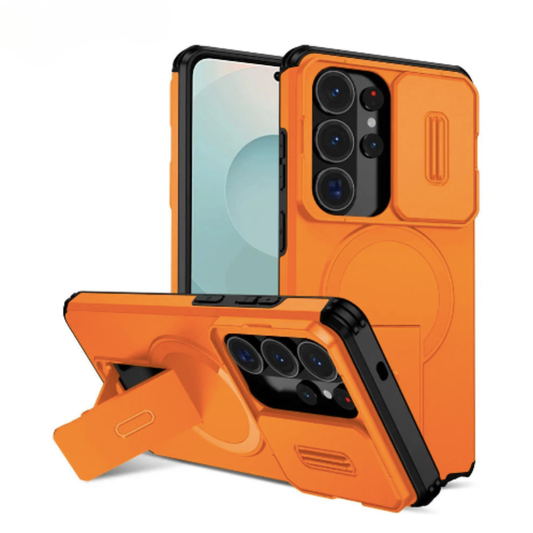 Premium Magnetic Sliding Window Bracket Case for Samsung Galaxy Phones