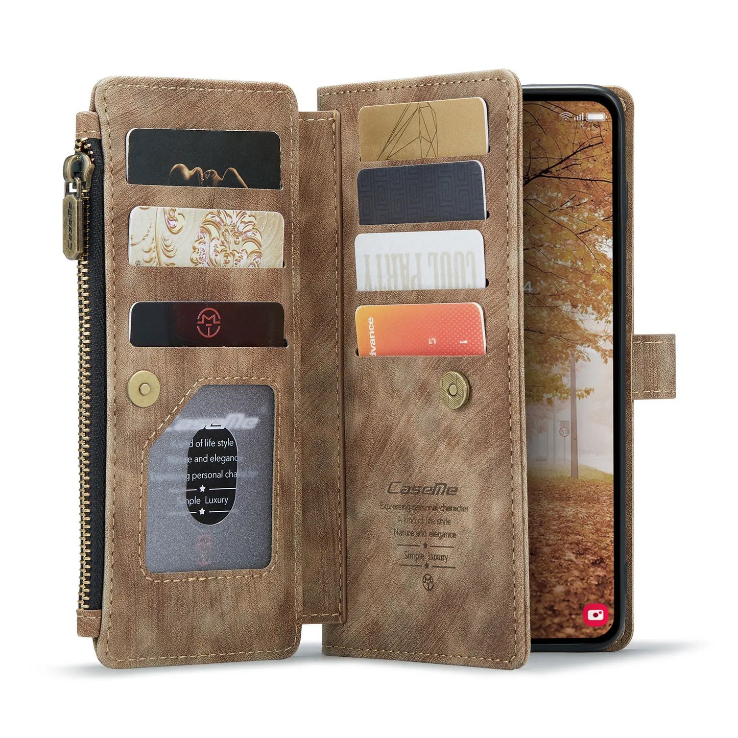 Magnetic Wallet Case with Zipper Card Holder for Galaxy A-Series