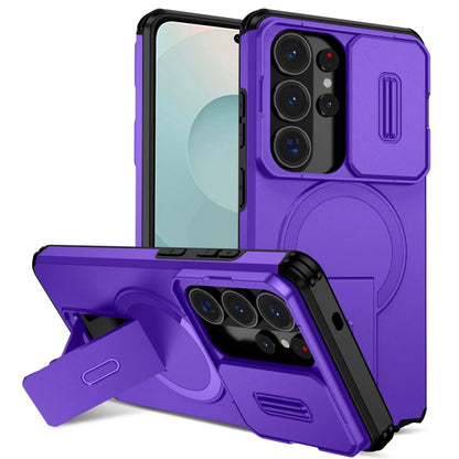 Premium Magnetic Sliding Window Bracket Case for Samsung Galaxy Phones