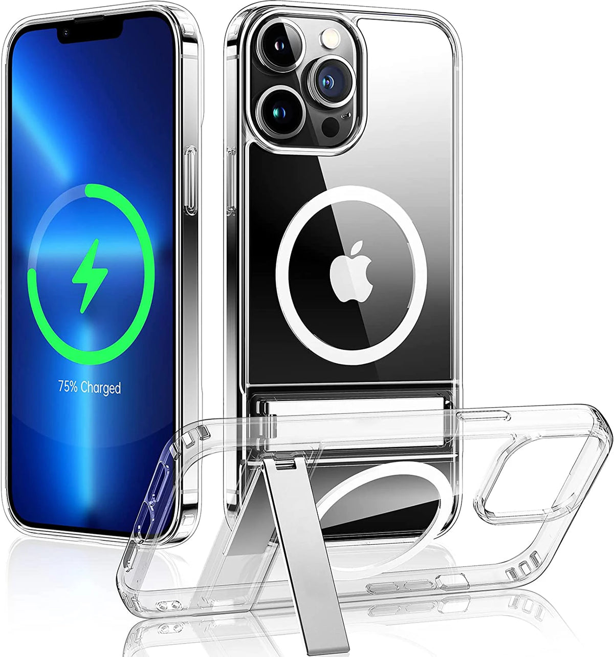 Velora Clear Magnetic Kickstand Shock Grip Protective Phone Case For iPhone