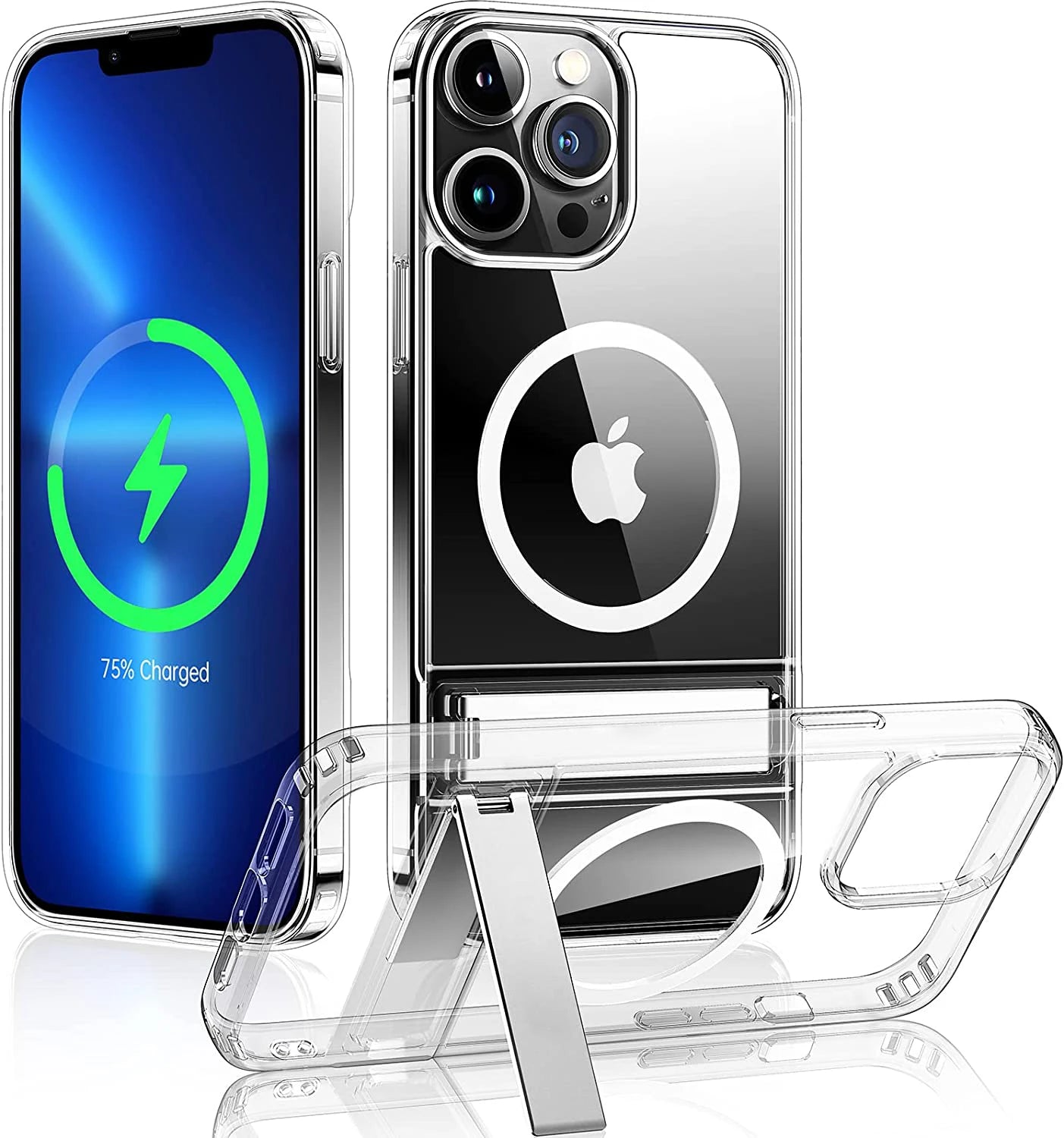 Velora Clear Magnetic Kickstand Shock Grip Protective Phone Case For iPhone