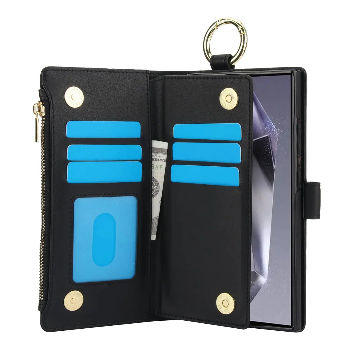 Magnetic Premium Zipper Wallet Case for Samsung Galaxy Ultra with RFID Protection