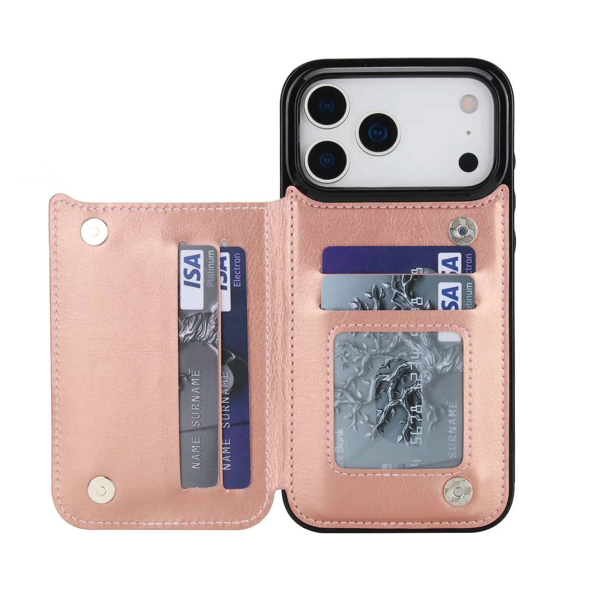 Rugged Magnetic Faux Leather Wallet Case With Secure Kickstand
