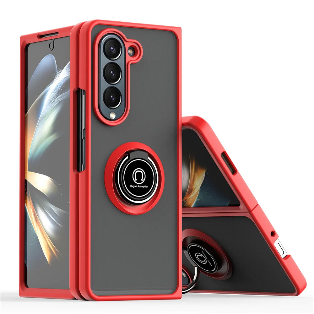 Matte Magnetic Rotating Ring Armor Case Built For Samsung Galaxy Z Fold