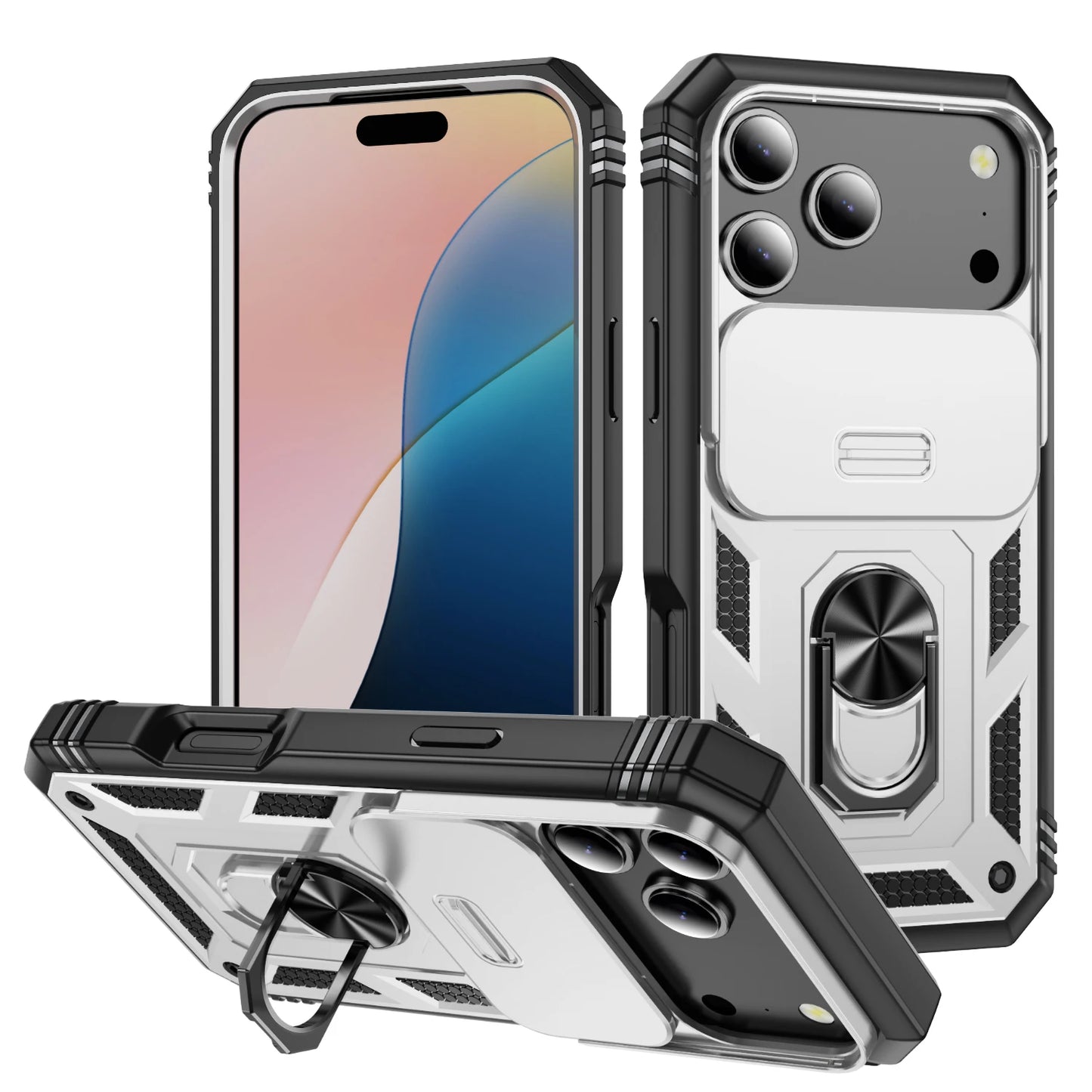 Robust Slide Camera iPhone Rugged Case with Stand