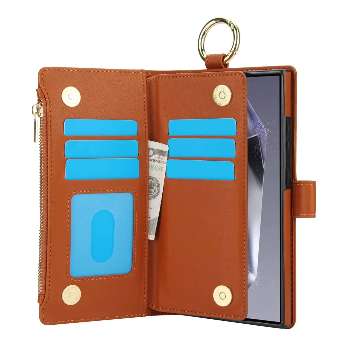 Magnetic Premium Zipper Wallet Case for Samsung Galaxy Ultra with RFID Protection