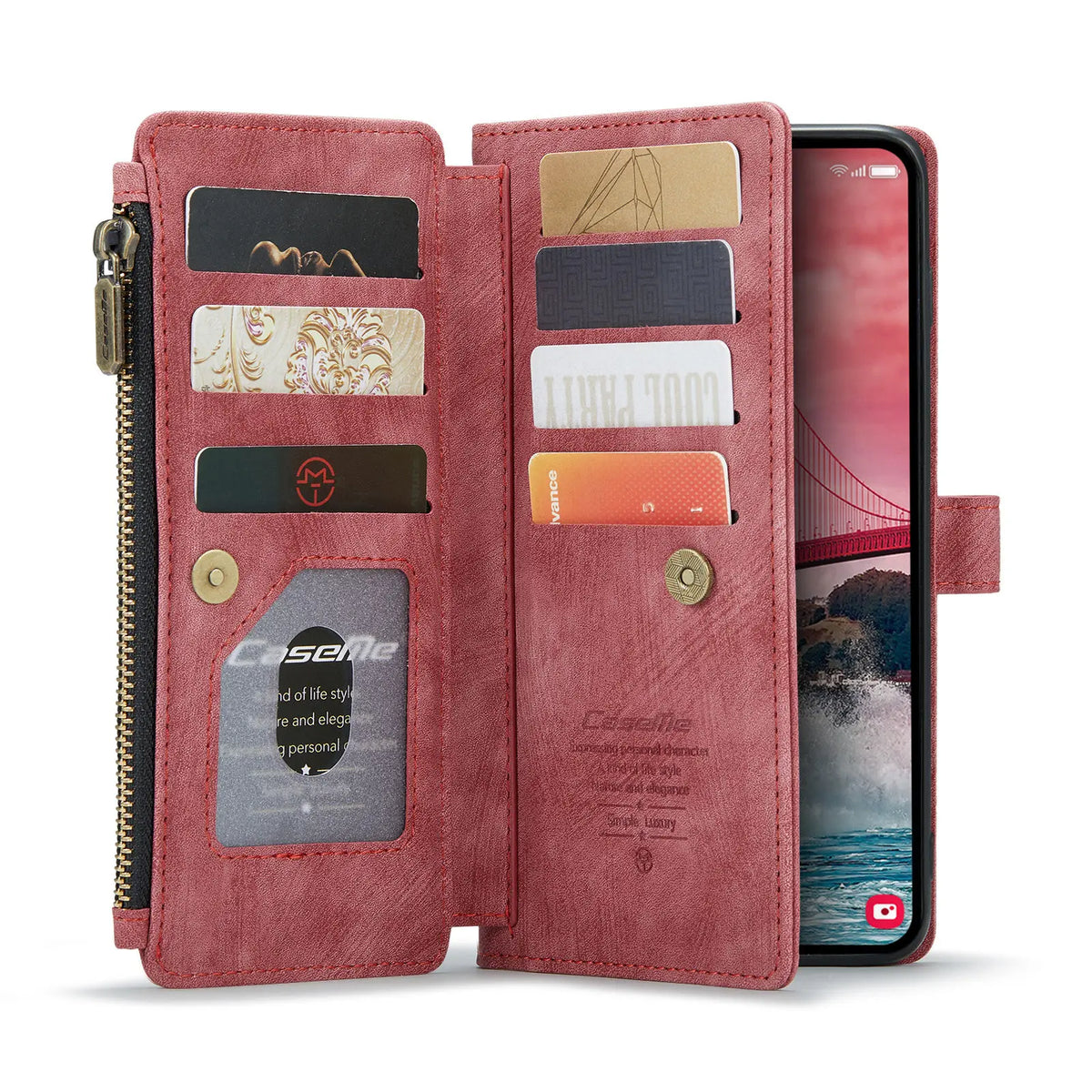 Magnetic Wallet Case with Zipper Card Holder for Galaxy A-Series
