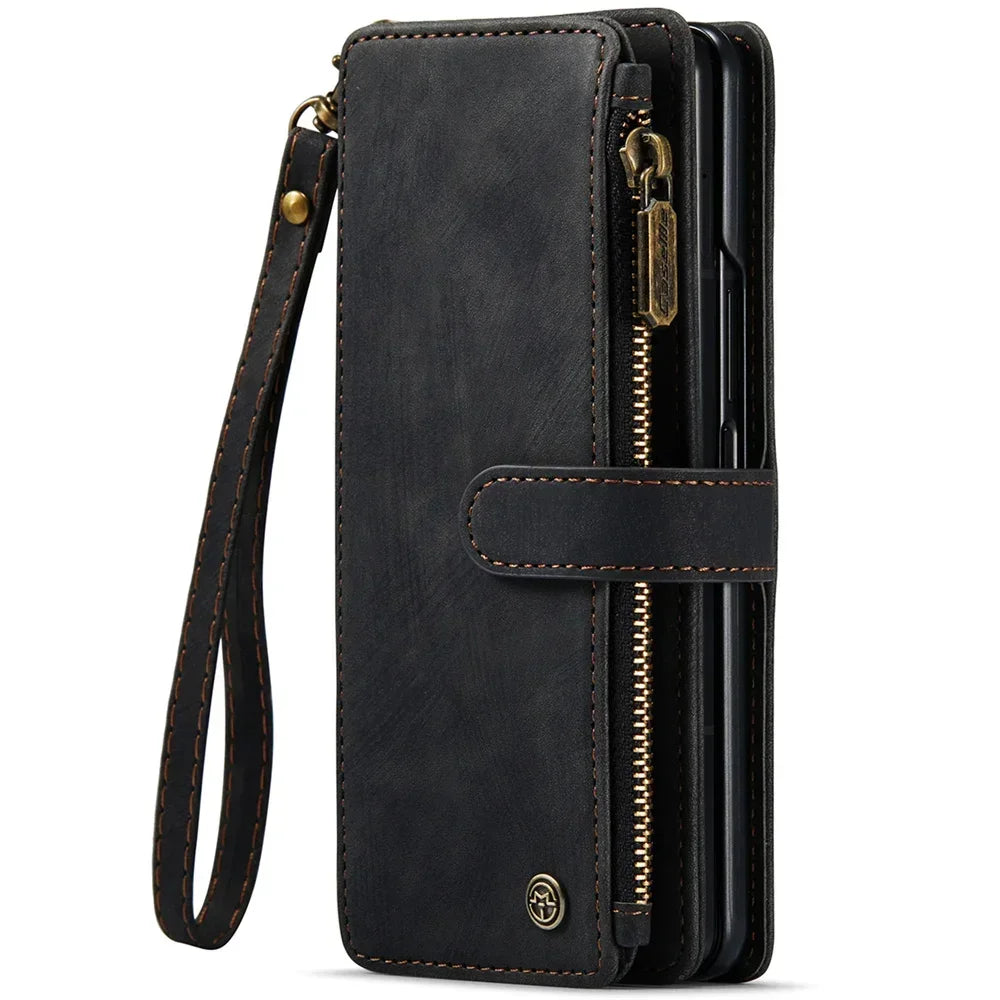 Vintage Leather Wallet Case with S Pen Holder for Samsung Galaxy Z Fold