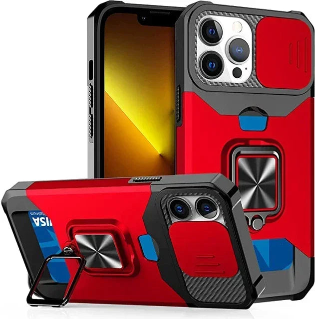 Ultimate Rugged Shield iPhone Case — Sliding Camera + Card Clip Protection