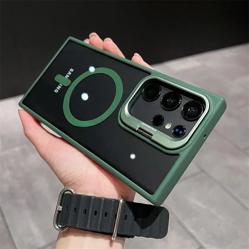 Magnetic Wireless Charging Shockproof Clear Stand Case for Samsung Galaxy