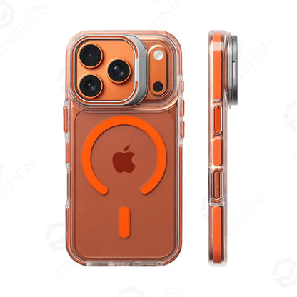 Clear Magnetic iPhone Case with Alloy Stand & Anti‑Drop Bumper