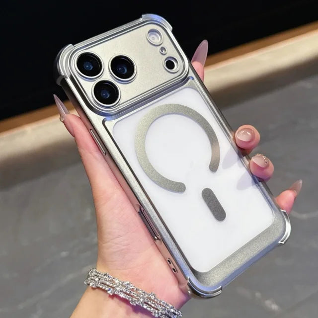 HaloRing Magnetic Matte Clear Bumper Case with Plated Frame Protection