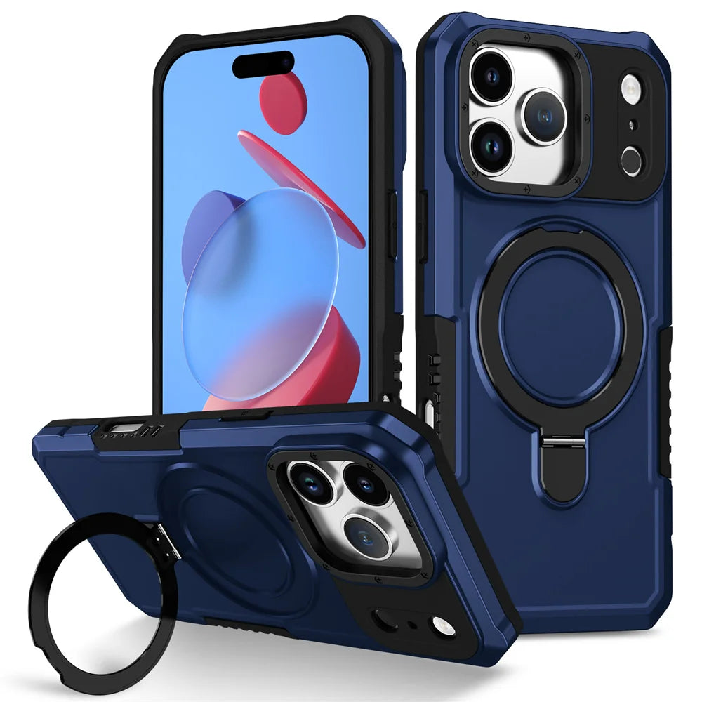 ShieldX Magnetic Armor Stand iPhone Case With Reinforced Anti Slip Grip