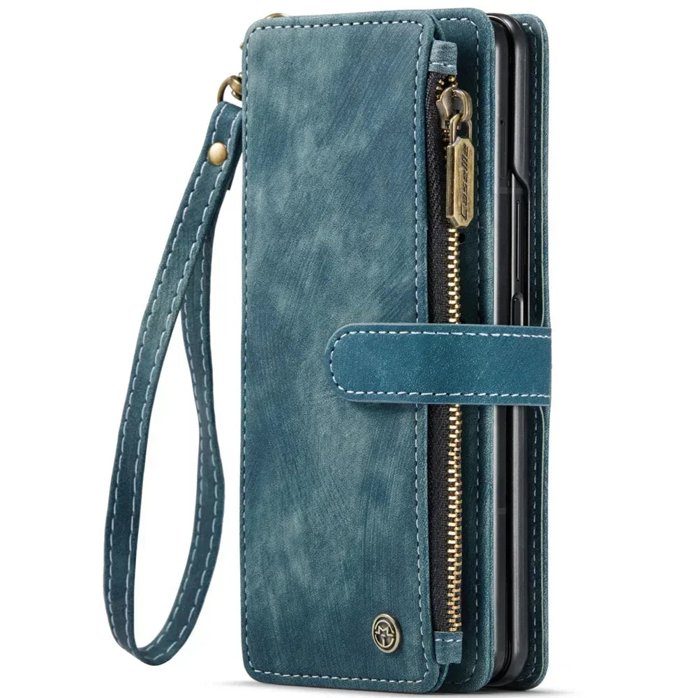 Vintage Leather Wallet Case with S Pen Holder for Samsung Galaxy Z Fold